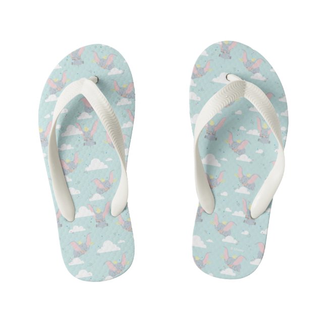 Cute Dumbo Blue Tribal Pattern Kid's Flip Flops (Footbed)