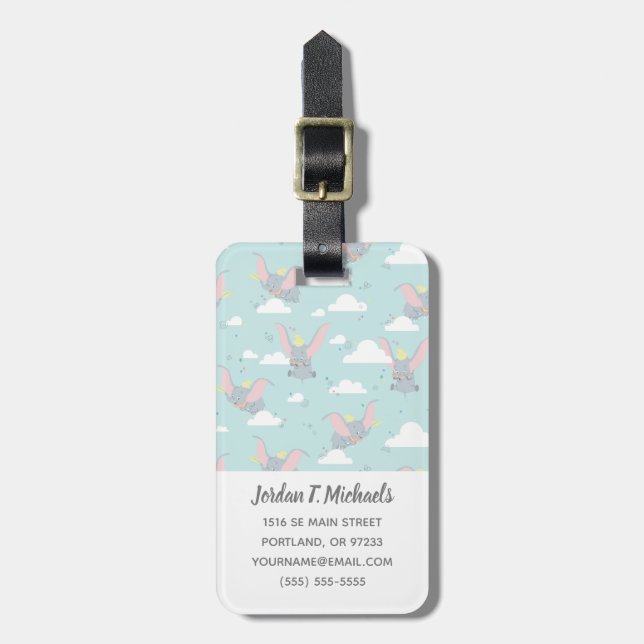 Cute Dumbo Blue Tribal Pattern Luggage Tag (Front Vertical)