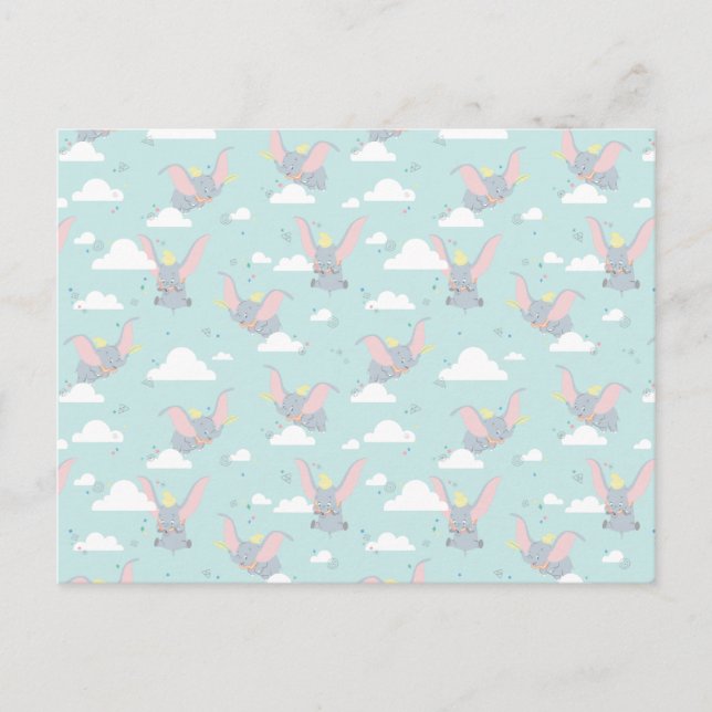 Cute Dumbo Blue Tribal Pattern Postcard (Front)