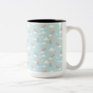 Cute Dumbo Blue Tribal Pattern Two-Tone Coffee Mug