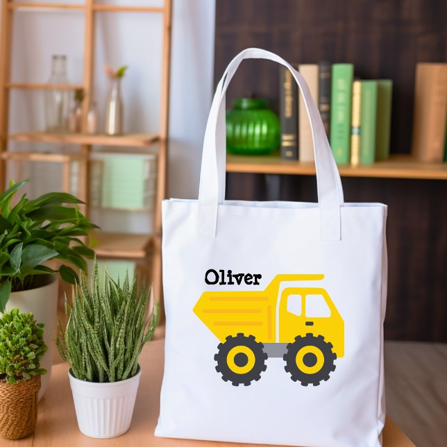 Cute Dump Truck yellow School name  Tote Bag (Creator Uploaded)