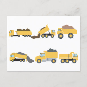 Cute Dump Trucks Construction Trucks Holiday Postcard
