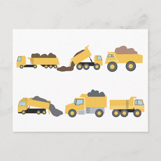 Cute Dump Trucks Construction Trucks  Holiday Postcard (Front)