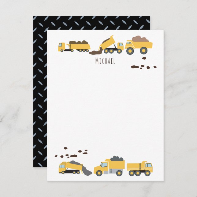 Cute Dump Trucks Construction Trucks Kids Card (Front/Back)