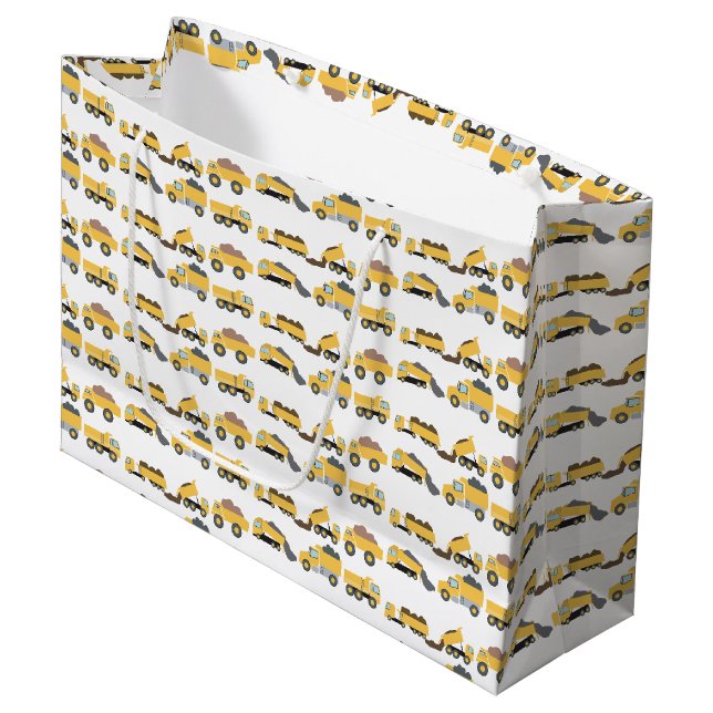 Cute Dump Trucks Construction Trucks  Large Gift Bag (Front Angled)
