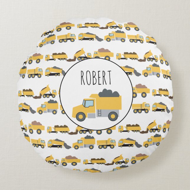 Cute Dump Trucks Construction Trucks  Round Pillow (Front)