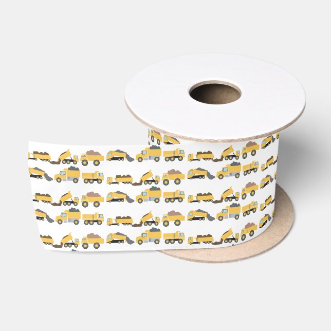 Cute Dump Trucks Construction Trucks  Satin Ribbon (Spool)
