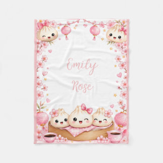 Cute Dumpling Girl Baby Shower Gift Fleece Blanket