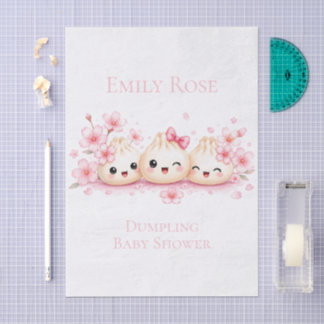 Cute Dumpling Girl Baby Shower Tissue Paper