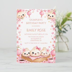Cute Dumpling Girl Birthday Party Invitation