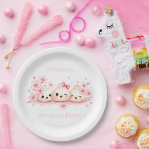 Cute Dumpling Girl Birthday Party Paper Plate