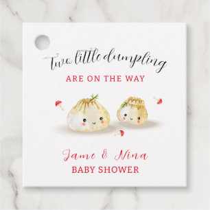 Cute Dumpling Mushroom Twin Baby Shower Favour Tags
