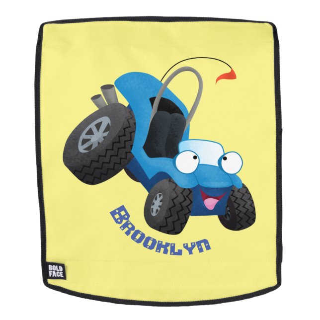 Cute dune buggy off road vehicle cartoon backpack (Removable Face)