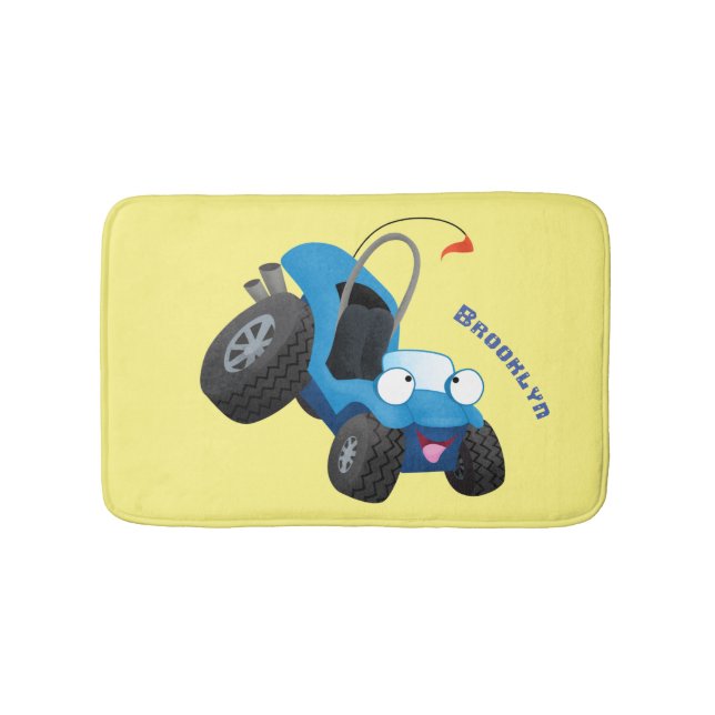 Cute dune buggy off road vehicle cartoon bath mat (Front)