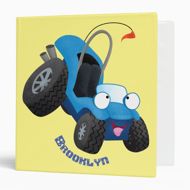 Cute dune buggy off road vehicle cartoon  binder (Front/Inside)