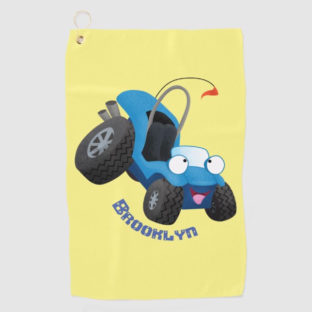 Cute dune buggy off road vehicle cartoon  golf towel (Front)