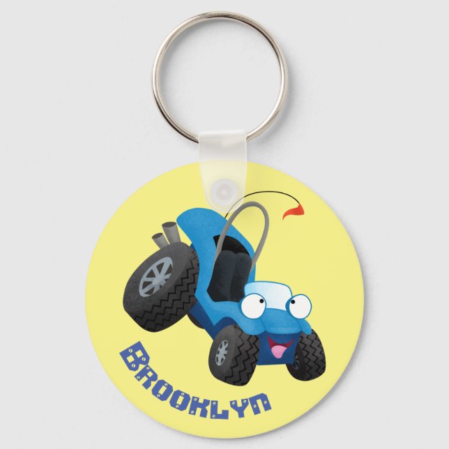 Cute dune buggy off road vehicle cartoon keychain (Front)