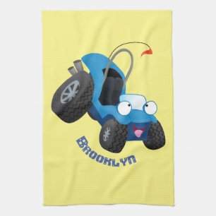 Cute dune buggy off road vehicle cartoon kitchen towel