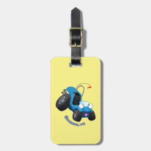 Cute dune buggy off road vehicle cartoon luggage tag