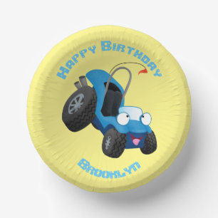 Cute dune buggy off road vehicle cartoon paper plate