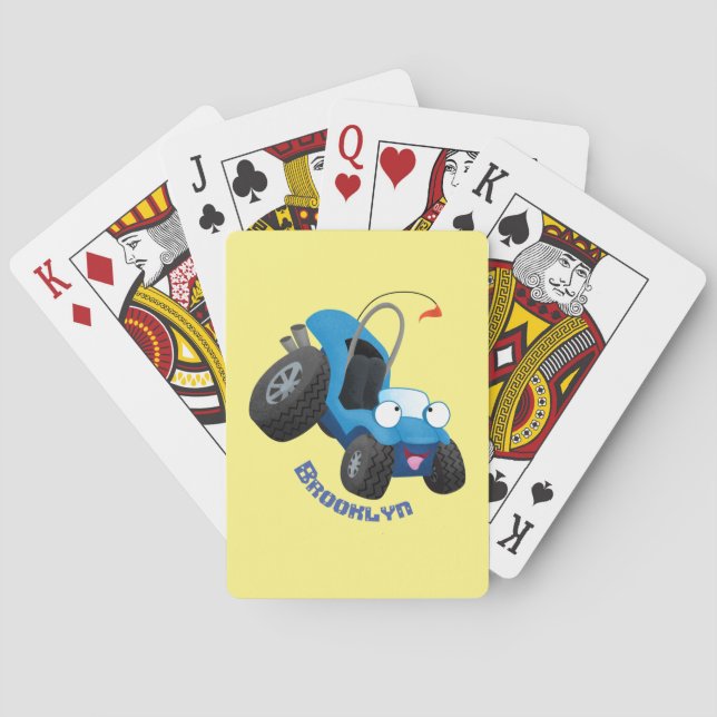 Cute dune buggy off road vehicle cartoon playing cards (Back)