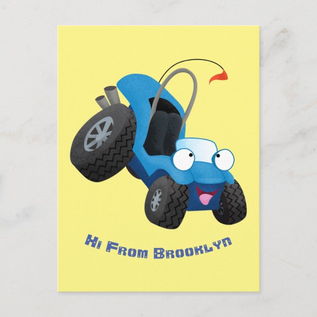 Cute dune buggy off road vehicle cartoon postcard (Front)
