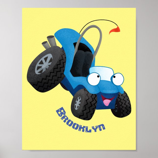 Cute dune buggy off road vehicle cartoon poster (Front)