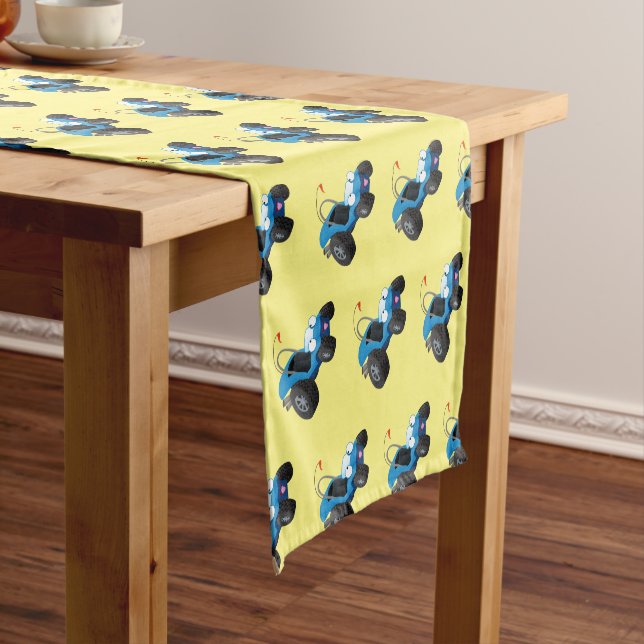 Cute dune buggy off road vehicle cartoon short table runner (In Situ)