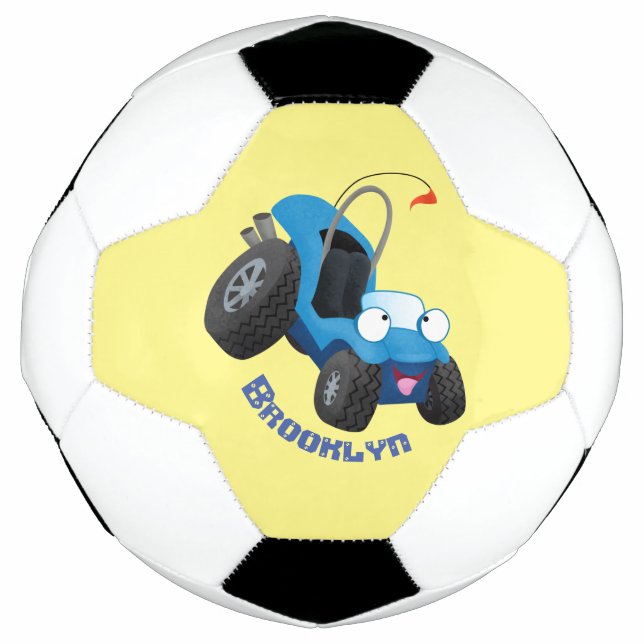 Cute dune buggy off road vehicle cartoon soccer ball (Front)
