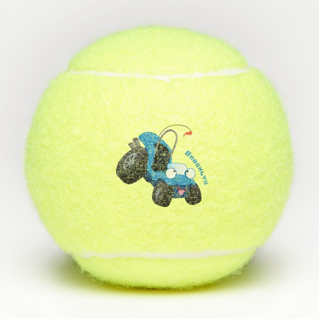 Cute dune buggy off road vehicle cartoon  tennis balls (Front)