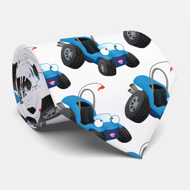 Cute dune buggy off road vehicle cartoon tie (Rolled)