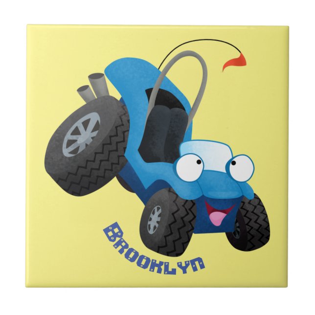 Cute dune buggy off road vehicle cartoon  tile (Front)