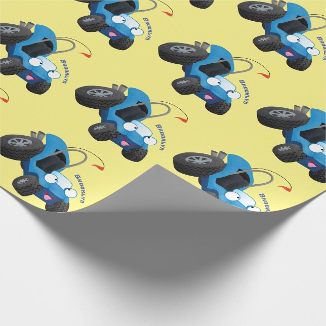 Cute dune buggy off road vehicle cartoon wrapping paper (Corner)