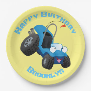 Cute dune buggy vehicle cartoon personalized paper plate