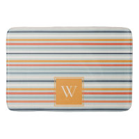 Cute Dusky Orange Blue Striped Pattern Monogram