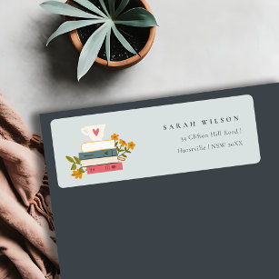 Cute Dusky Stacked Storybooks Floral Address