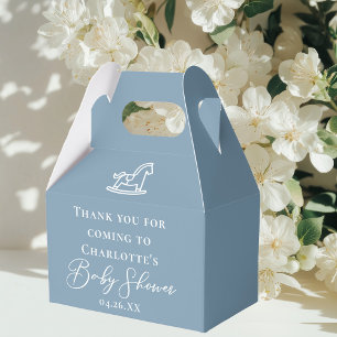 Cute Dusty Blue Personalized Baby Shower Favor Box