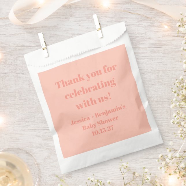 Cute Dusty Peach Baby Shower Custom Thank You Favour Bag (Clipped)