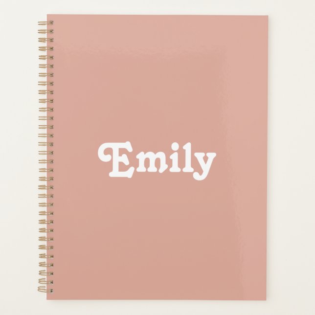 Cute dusty pink custom name text year monogram planner (Front)