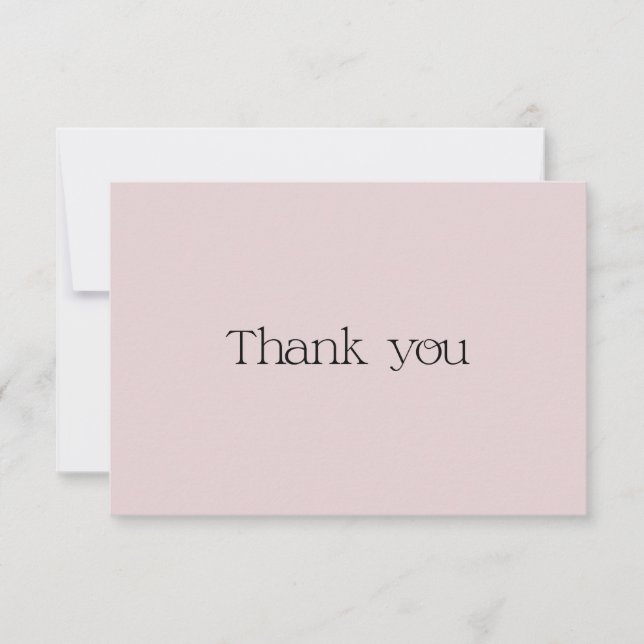 Cute Dusty Pink Typography Swash Thank You Card (Front)