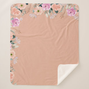 Cute Dusty Rose floral  Sherpa Blanket