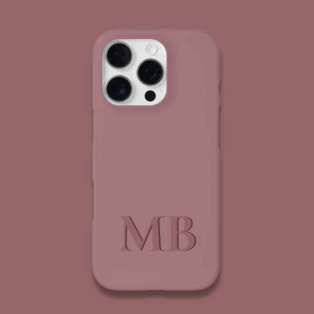Cute Dusty Rose Girly Initial Monogram Phone Case (cute pink phone case for Fall colors with monogram)
