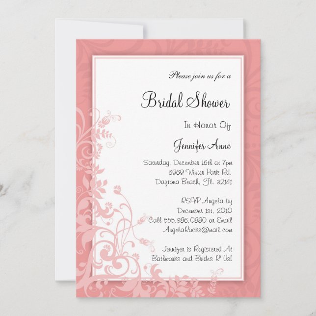 Cute Dusty Rose PINK Bridal Shower Invite (Front)