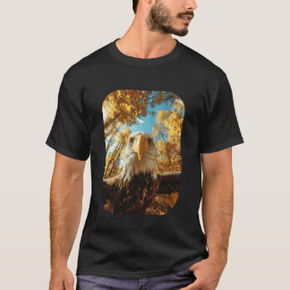 Cute Eagle Selfie Fall Leaves Forest Autumn Animal T-Shirt