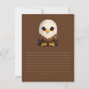 Cute Eagle with Big Eyes Happy Woodland Animal RSVP Card