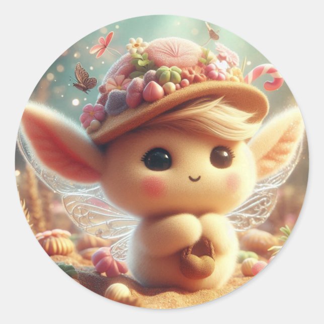 Cute Ears Creature Classic Round Sticker (Front)
