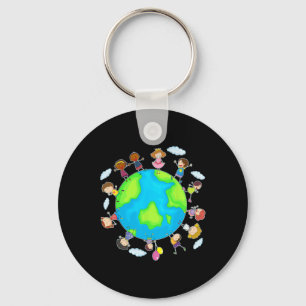 Cute Earth Day 2025 Save Environment Children Arou Keychain