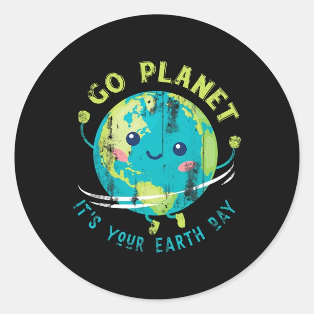 Cute Earth Day  Classic Round Sticker (Front)