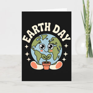 Cute Earth Day Kawaii Planet For All The Family  Card