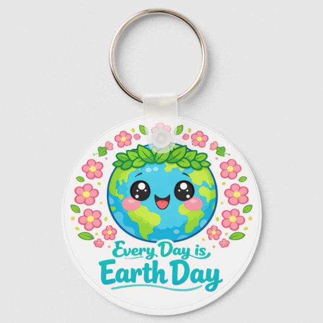 Cute Earth Day Keychain (Front)